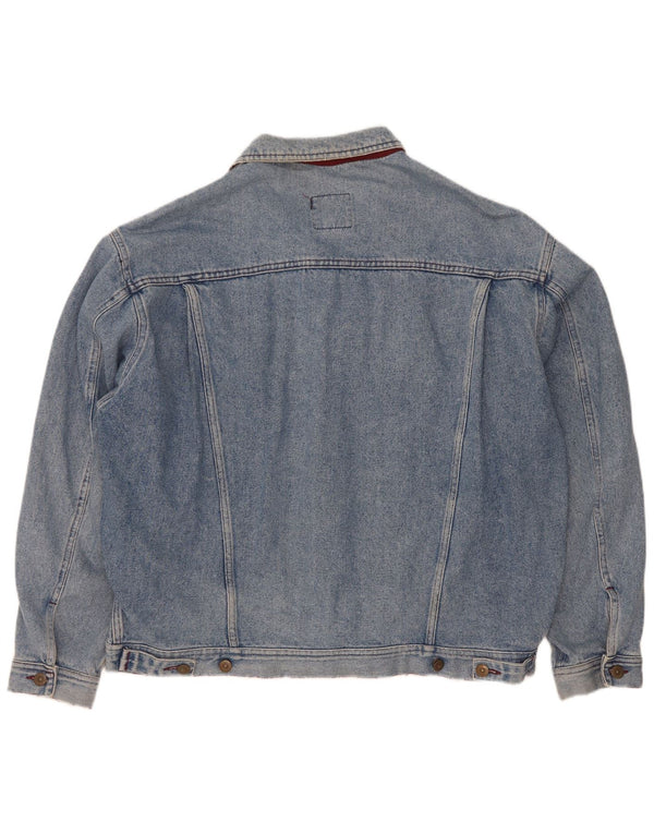 GB.PEDRINI Herren Jeansjacke UK 42 XL Blaue Colourblock-Baumwolle