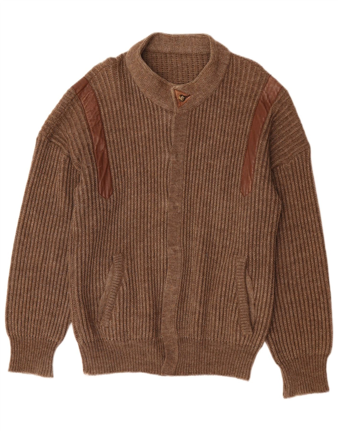Vintage Herren Strickjacke Pullover Groß Braun