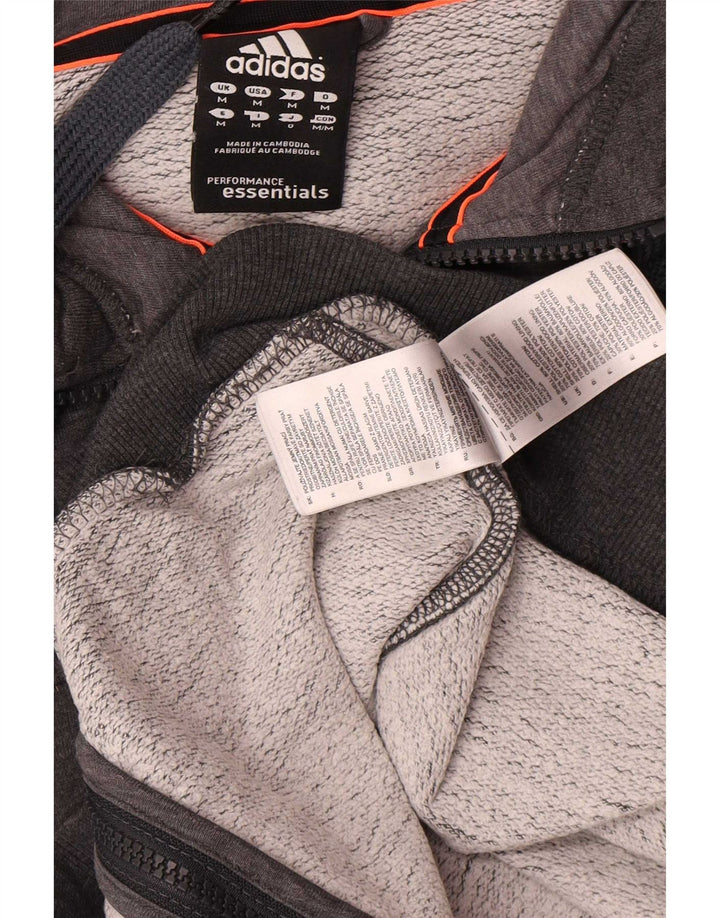 Adidas Herren-Kapuzenpullover mit Reißverschluss, mittelgraue Baumwolle