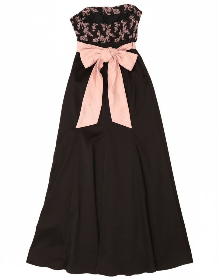 COAST Womens Strapless Dress UK 12 Medium Black Floral Acetate