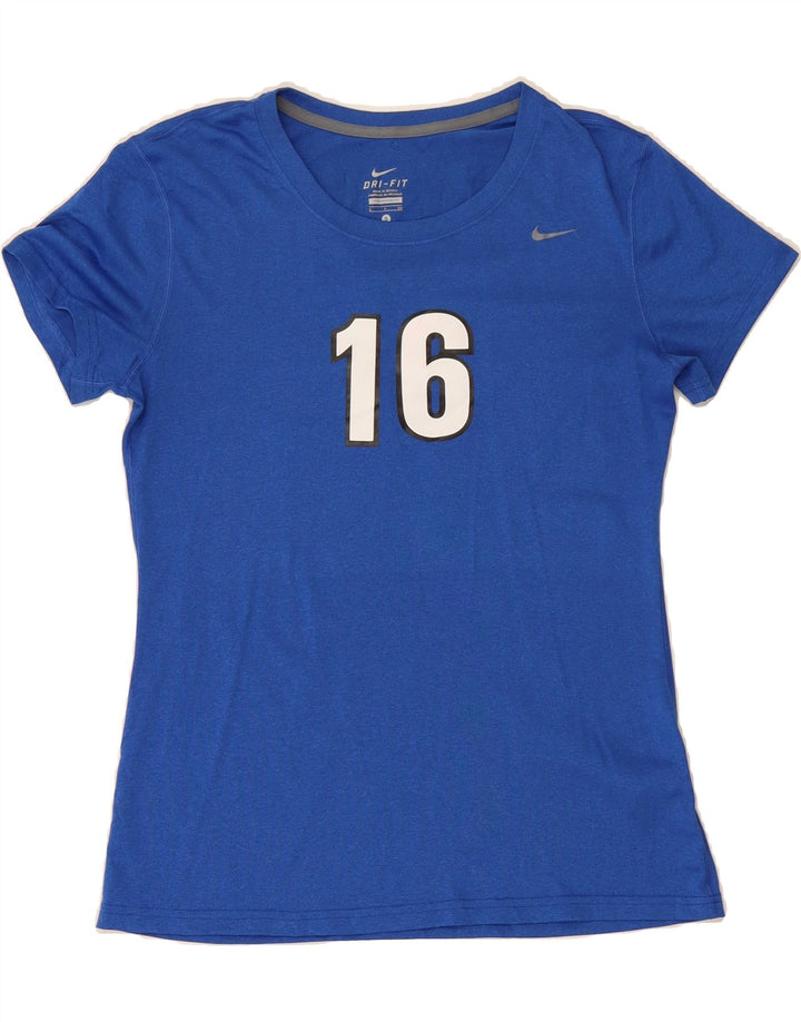 NIKE Womens Dri Fit Graphic T-Shirt Top UK 10 Small Blue Polyester Vintage Nike and Second-Hand Nike from Messina Hembry 