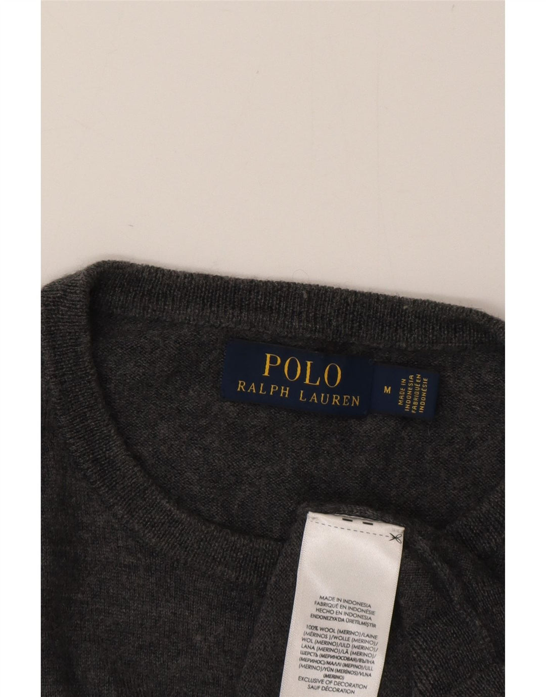 Polo Ralph Lauren Herren-Pullover mit Rundhalsausschnitt, mittelgraue Wolle