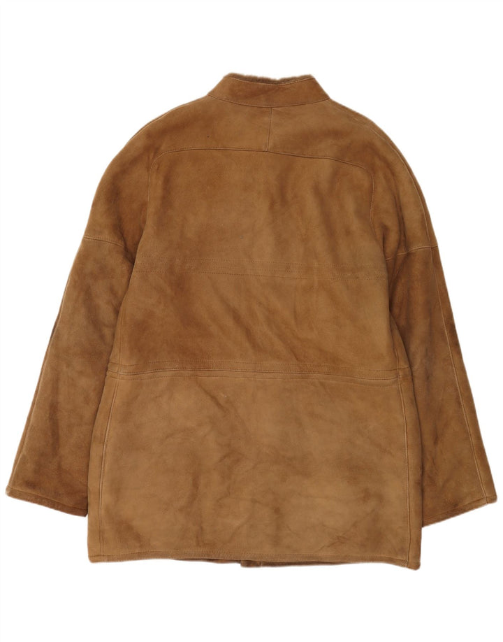 Vintage Herren Shearling Overcoat IT 54 2XL Beige