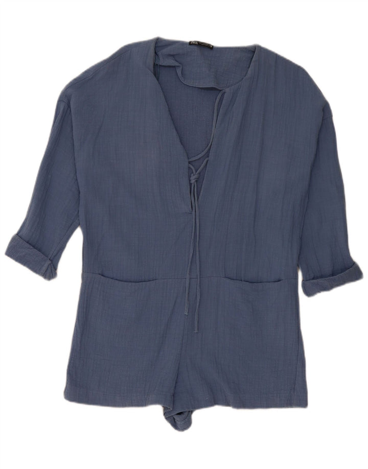 Zara Damen Übergroßer Playsuit UK 10 Small Blau