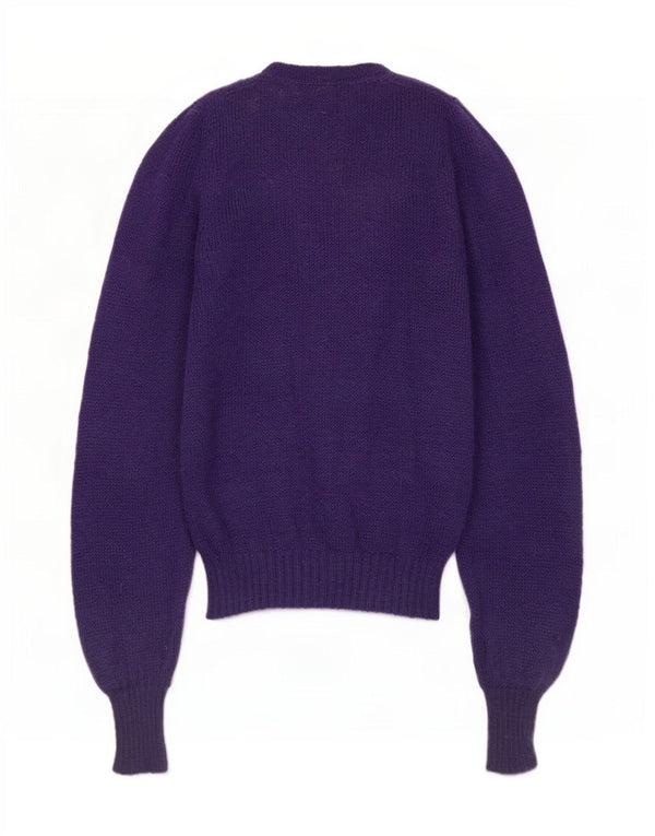 Vintage Damen Cardigan Pullover IT 48 XL Marineblau Blumen Mohair