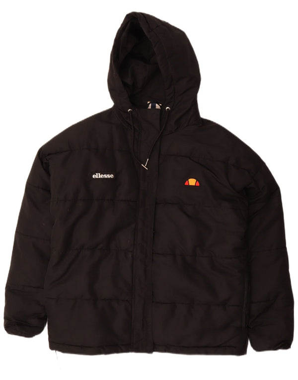Ellesse Womens Oversized Hooded Padded Jacket UK 8 Small Black Polyester