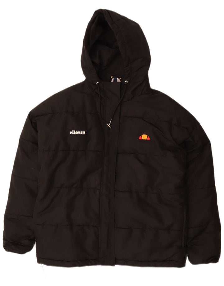 Ellesse Damen-Übergröße mit Kapuze, wattierte Jacke, Größe S, Größe S, Schwarz, Polyester
