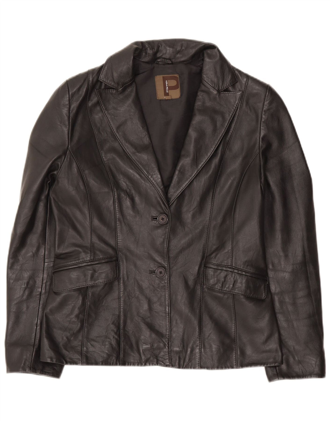 Conbipel Damen-Blazerjacke mit 1 Knopf und 2 Knöpfen, IT 46, großes schwarzes Leder