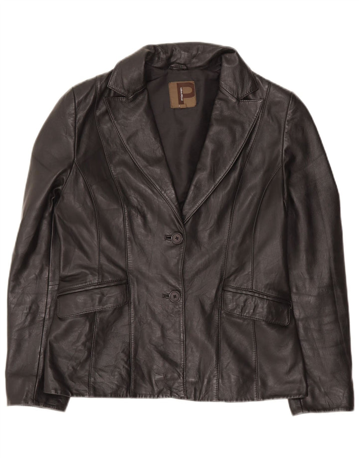 Conbipel Damen-Blazerjacke mit 1 Knopf und 2 Knöpfen, IT 46, großes schwarzes Leder