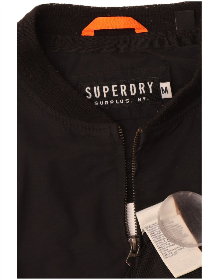SUPERDRY Herren Bomberjacke UK 38 Mittelschwarze Baumwolle