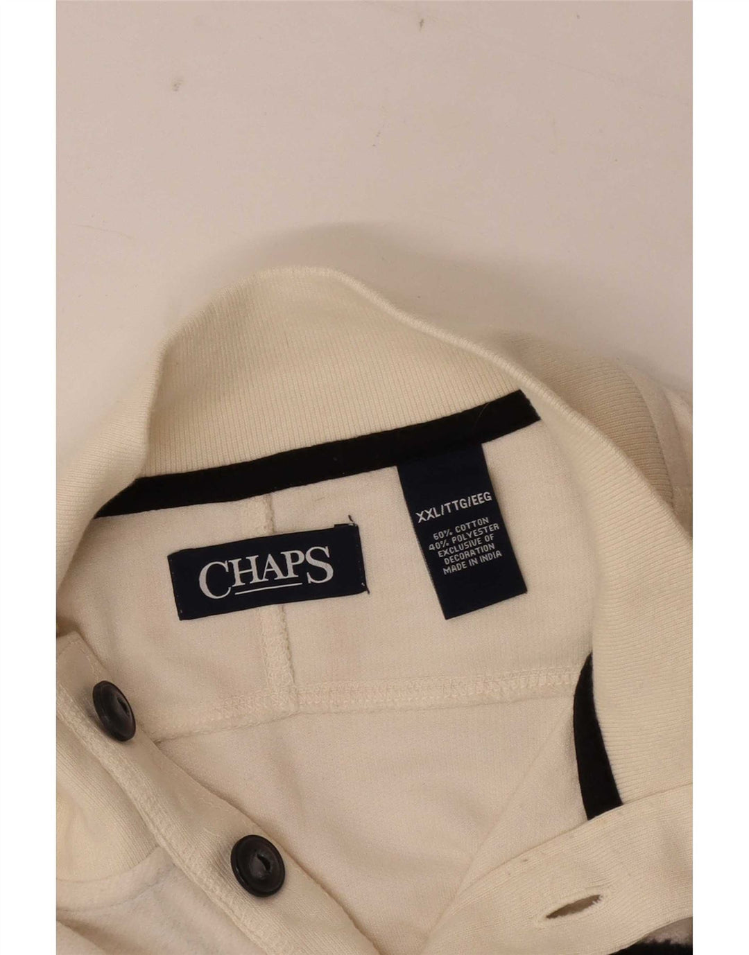 Chaps Herren-Sweatshirt mit Knopfkragen, 2XL, weiße Farbblock-Baumwolle