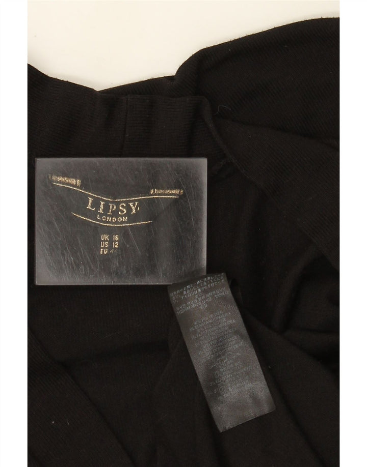 Lipsy Damen Longline Open Cardigan Pullover UK 16 Large Schwarz Polyester