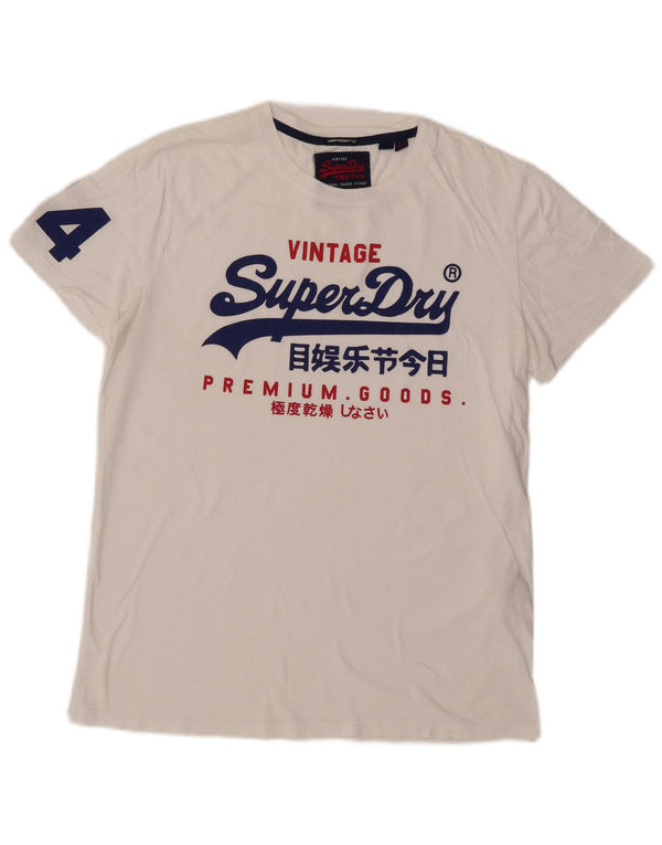 Superdry Herren Grafik-T-Shirt-Oberteil XL aus weißer Baumwolle