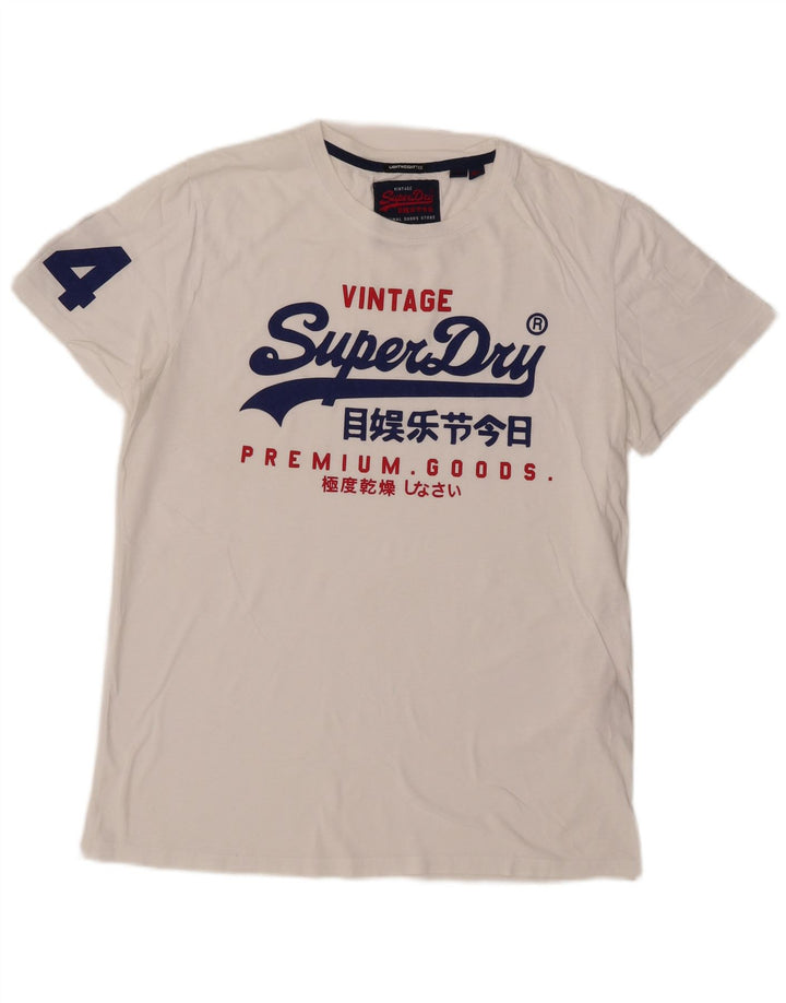 Superdry Herren Grafik-T-Shirt-Oberteil XL aus weißer Baumwolle