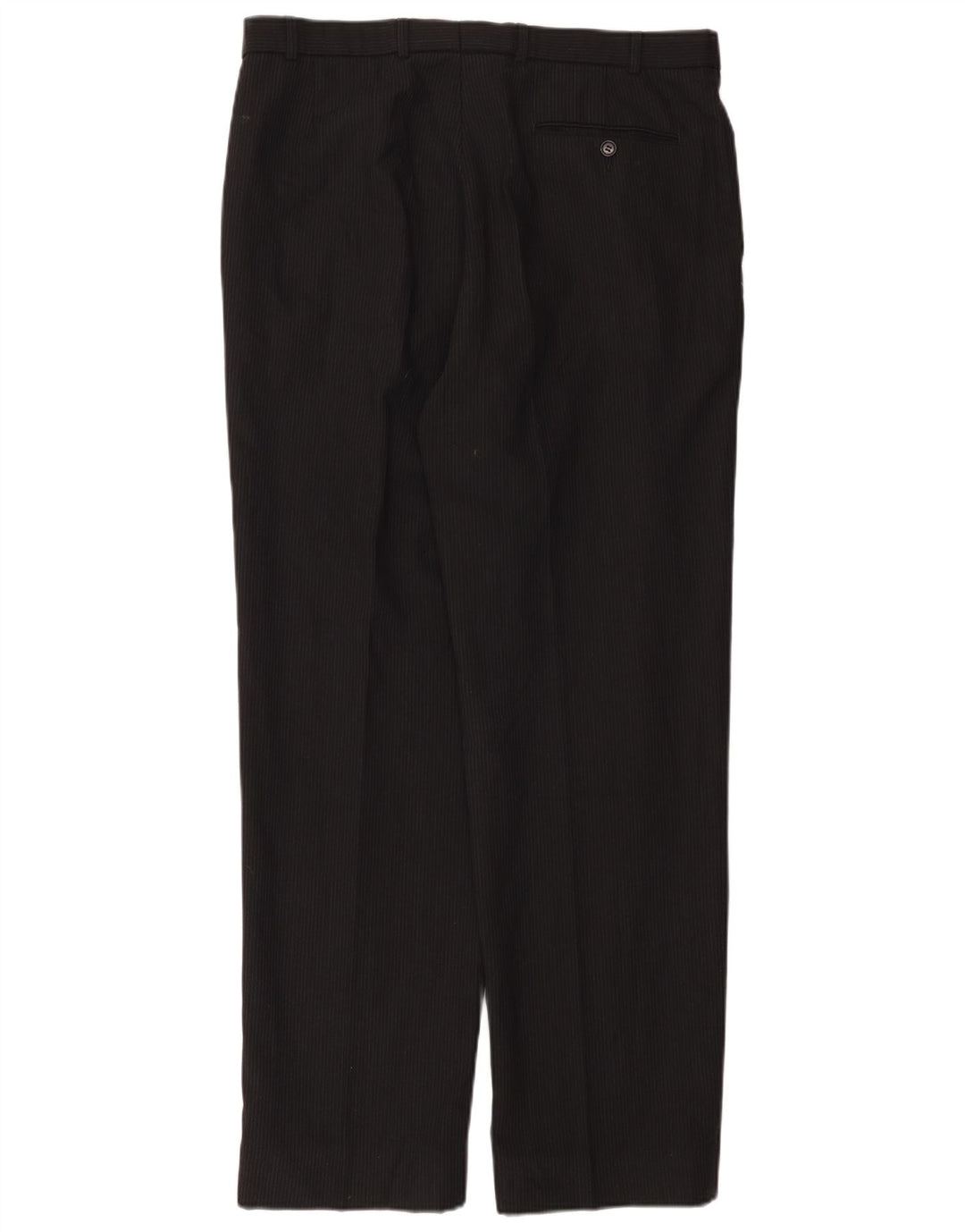 Marks & Spencer Herren-Anzughose mit Pegged-Anzug, W36 L33, schwarzes Nadelstreifen-Polyester
