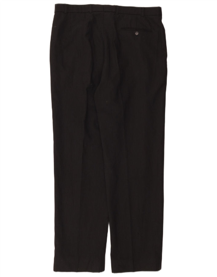 Marks & Spencer Herren-Anzughose mit Pegged-Anzug, W36 L33, schwarzes Nadelstreifen-Polyester