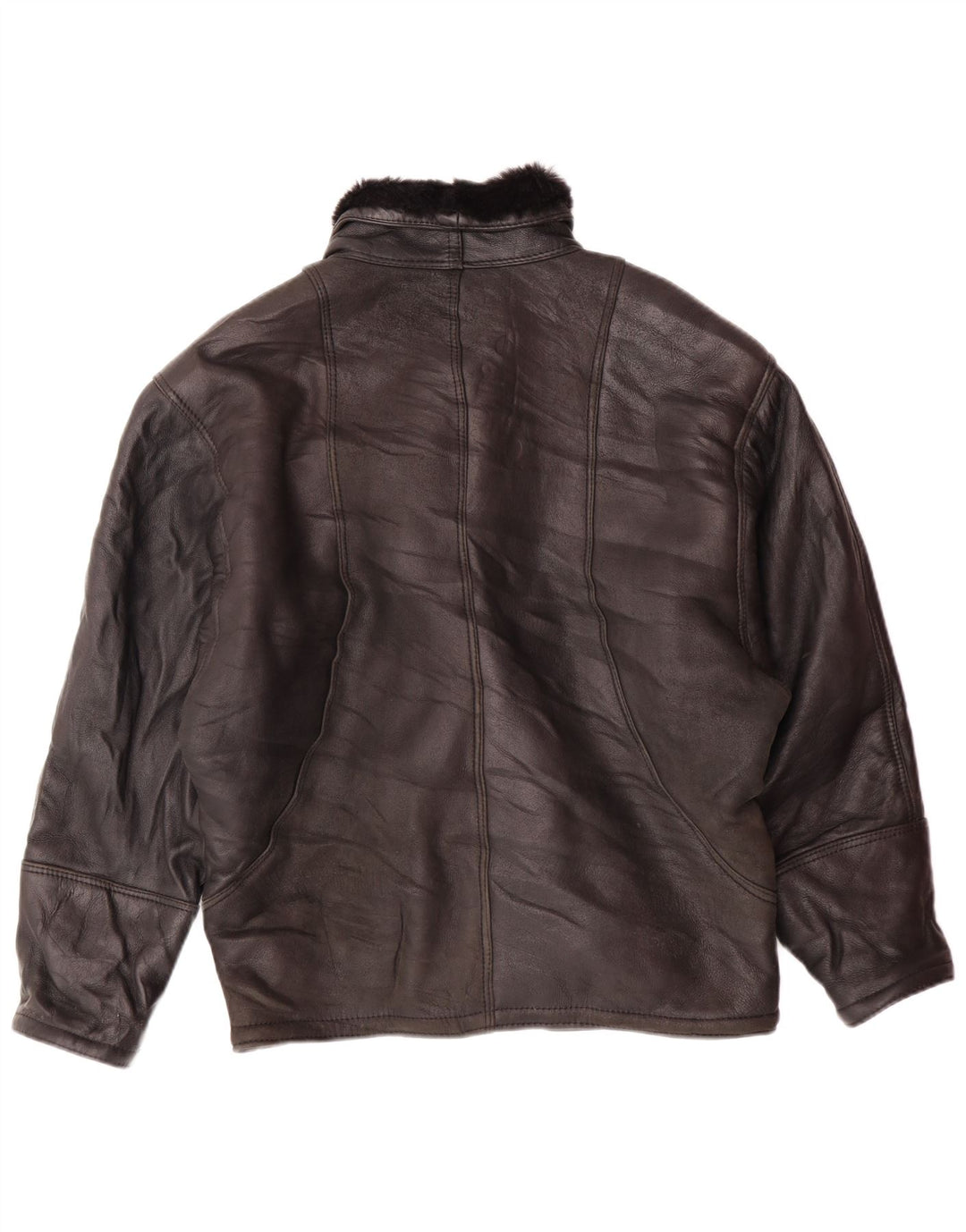 VINTAGE Damen Zweireihige Jacke EU 42 Großes schwarzes Lammfell