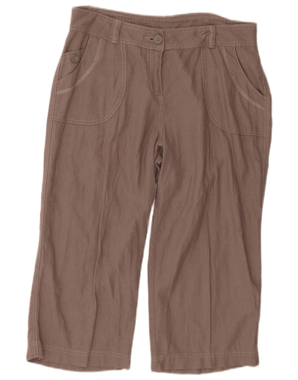 Marks & Spencer Damen Caprihose UK 12 Large W33 L19 Braunes Leinen