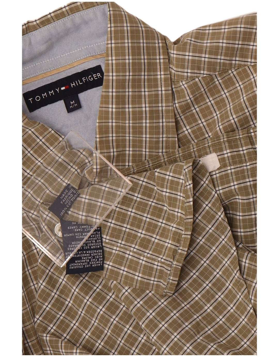 Tommy Hilfiger Herrenhemd aus Baumwolle mit mittlerem Khaki-Karomuster