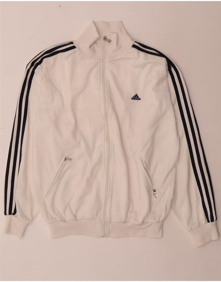 Adidas Herren-Trainingsanzugoberteil mit normaler Passform, UK, Größe 36/38, Größe S, Weiß, Polyester