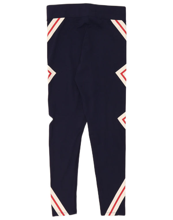 Fila Damen Grafik-Leggings UK 14 Large Marineblaues geometrisches Polyester