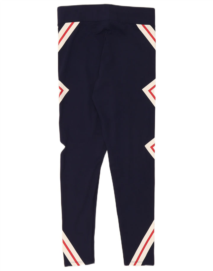 Fila Damen Grafik-Leggings UK 14 Large Marineblaues geometrisches Polyester