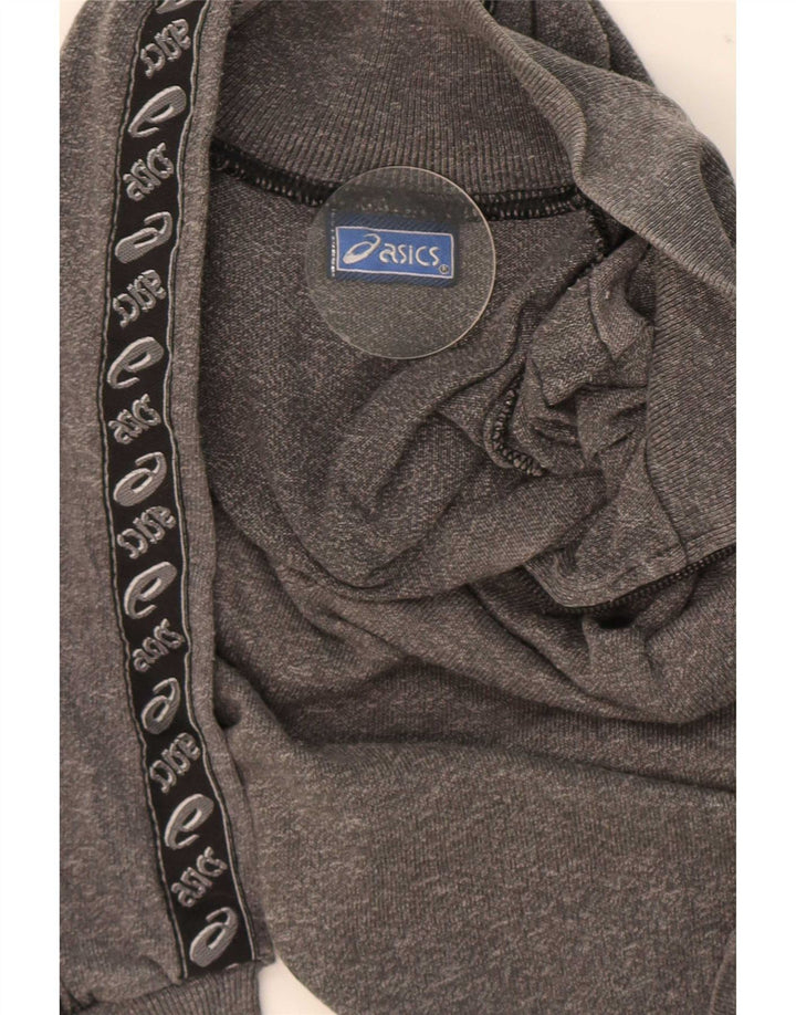 Asics Herren-Oberteil mit Reißverschluss und Grafik, langärmlig, klein, Grau, Farbblock