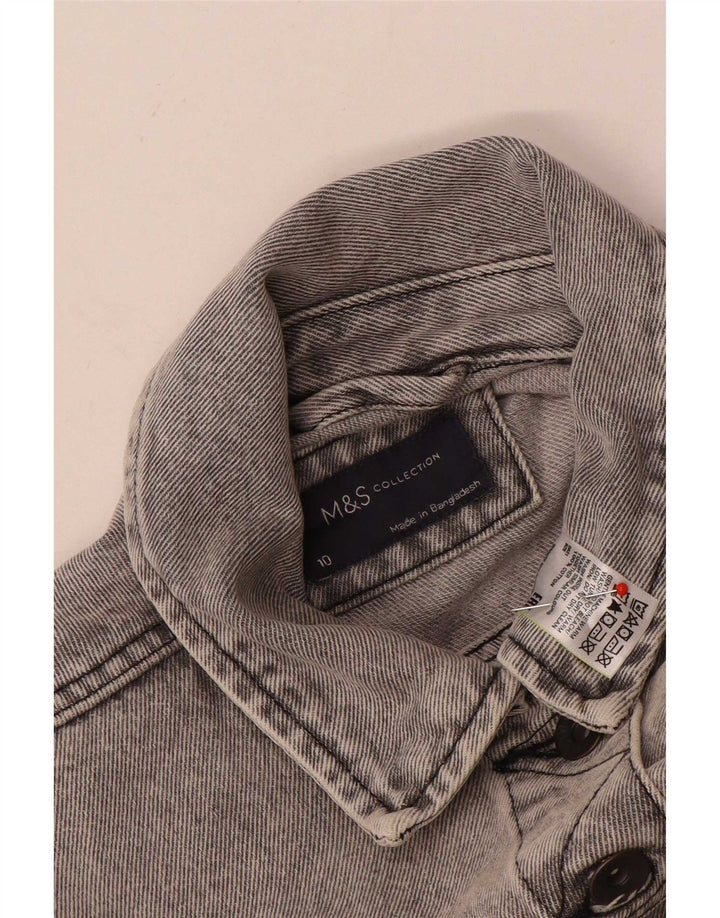 Marks & Spencer Damen Jeansjacke UK 10 Small Graue Baumwolle