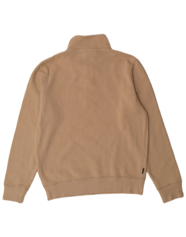 SUPERDRY Herren-Sweatshirt mit Reißverschluss am Hals, Größe L, beige, Baumwolle
