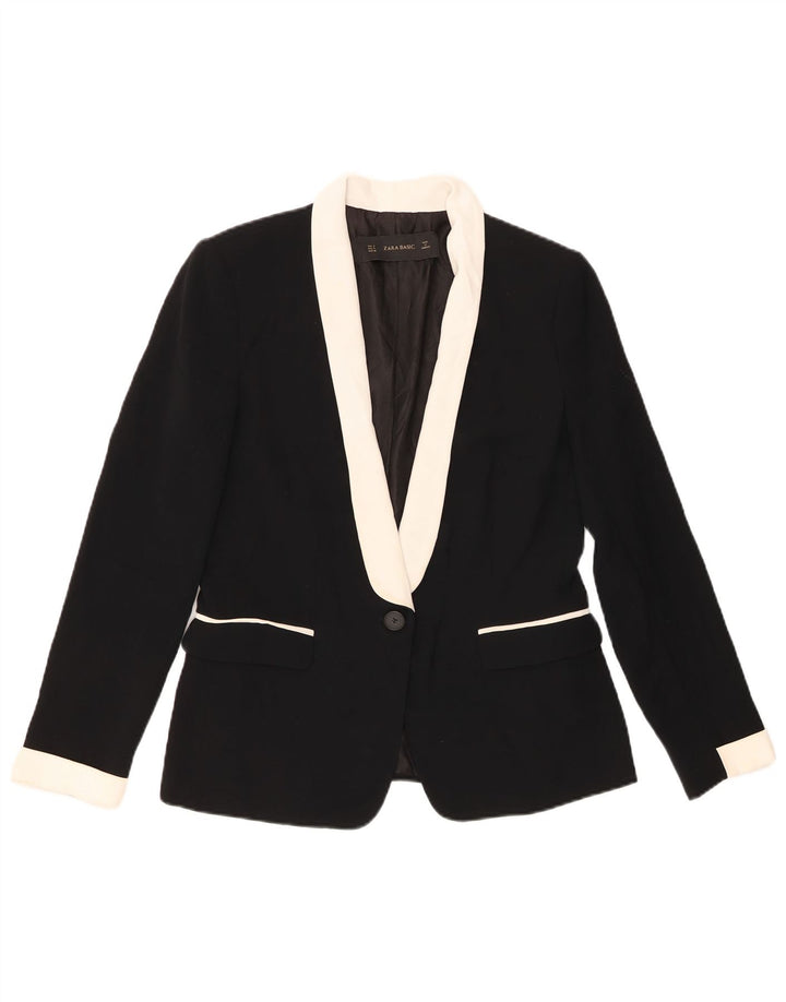 Zara Damen-Blazerjacke mit 1 Knopf, Gr. 10, Größe S, Schwarz, Colourblock-Polyester