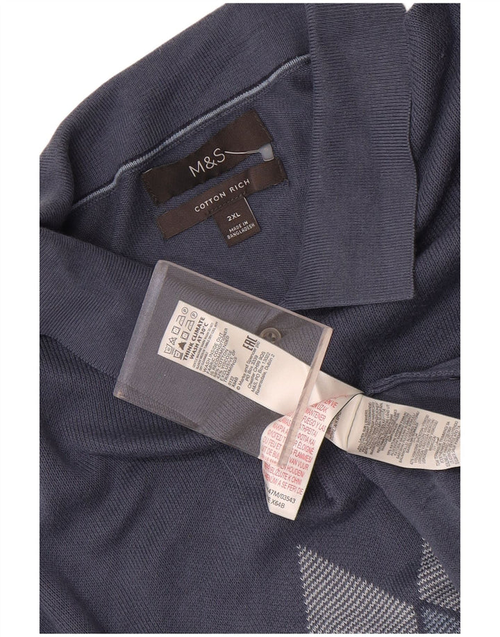 Marks & Spencer Herren Rollkragenpullover Pullover 2XL Blau Argyle/Diamant