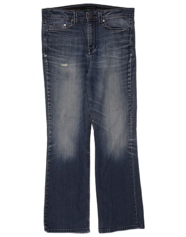 Calvin Klein Damen Distressed Bootcut Jeans W33 L29 Blaue Baumwolle