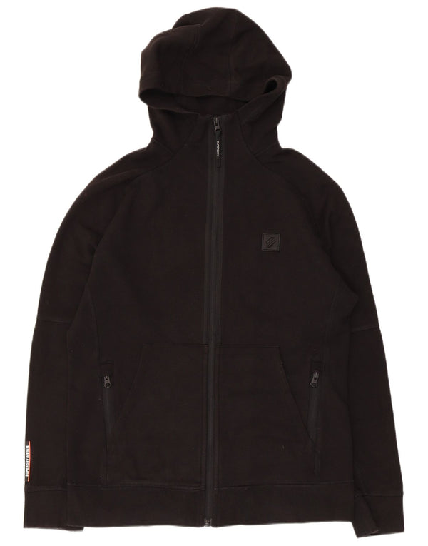 Superdry Herren-Kapuzenpullover mit Reißverschluss, Größe S, schwarze Baumwolle