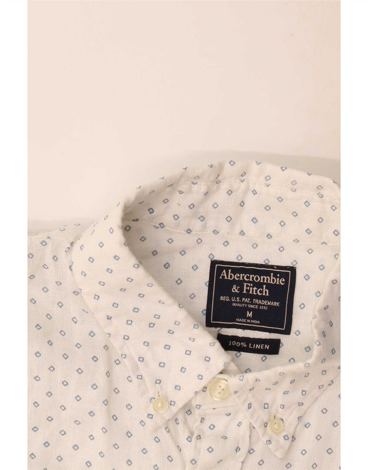 Abercrombie & Fitch Herrenhemd Mittelweißes geometrisches Leinen