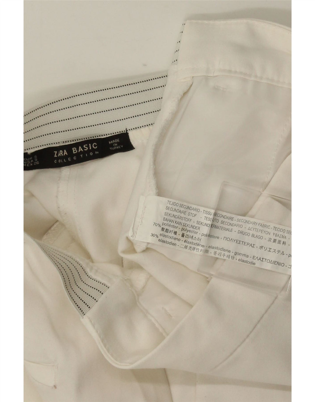 ZARA Damen Slim Chino-Hose, Größe S, W26, L28, Weiß, Polyester
