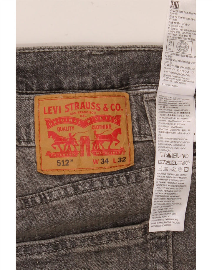 Levi's Herren 512 Slim Tapered Jeans W34 L32 Graue Baumwolle