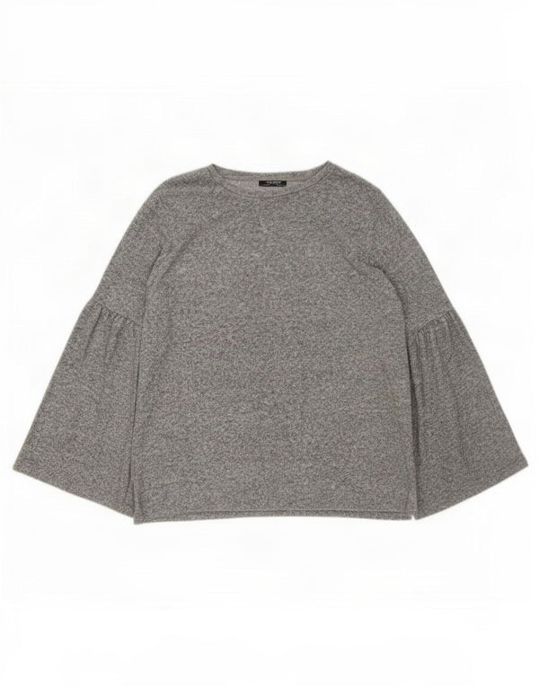 Zara Damen Trafaluc Top Langarm UK 16 Large Grau meliert Viskose