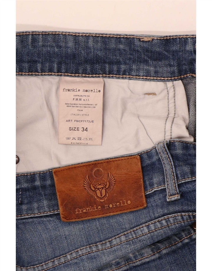 Frankie Morello Herren Distressed Slim Jeans W34 L29 Blaue Baumwolle