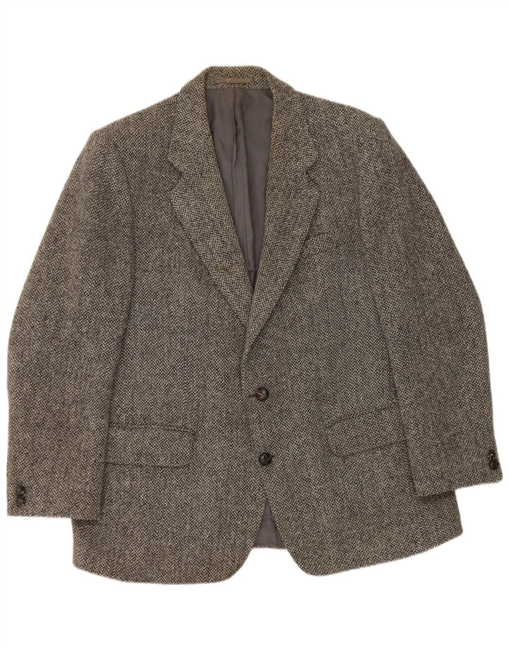 Centaur Herren Harris Tweed Blazer Jacke UK 38 Mittelgraues Fischgrätenmuster