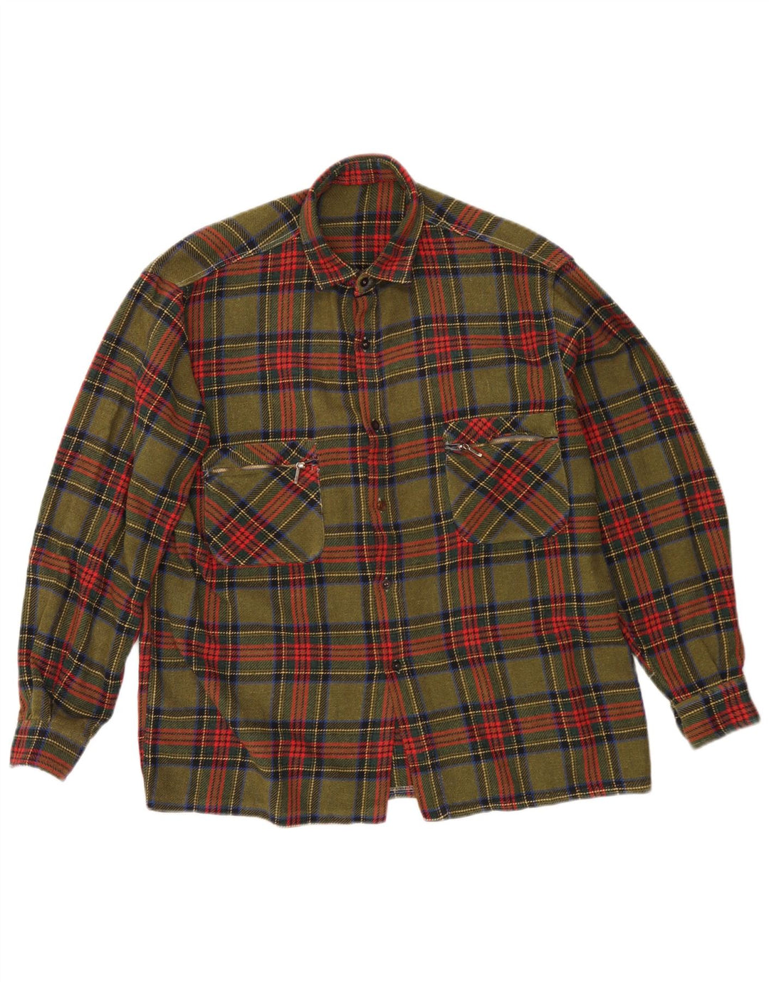 Vintage Herren Flanellhemd Mittel Khaki Karo