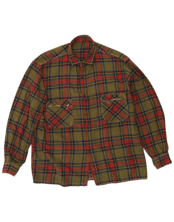 Vintage Herren Flanellhemd Mittel Khaki Karo