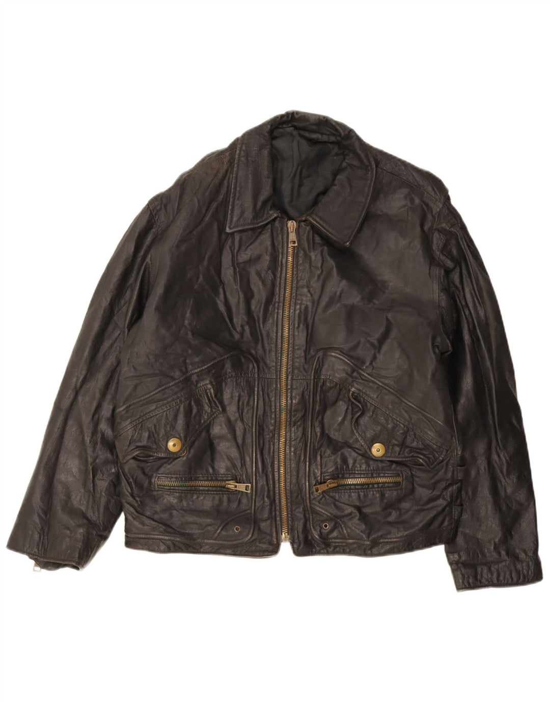 Vintage Herren Lederjacke UK 40 Großes schwarzes Leder