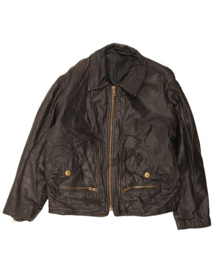 Vintage Herren Lederjacke UK 40 Großes schwarzes Leder