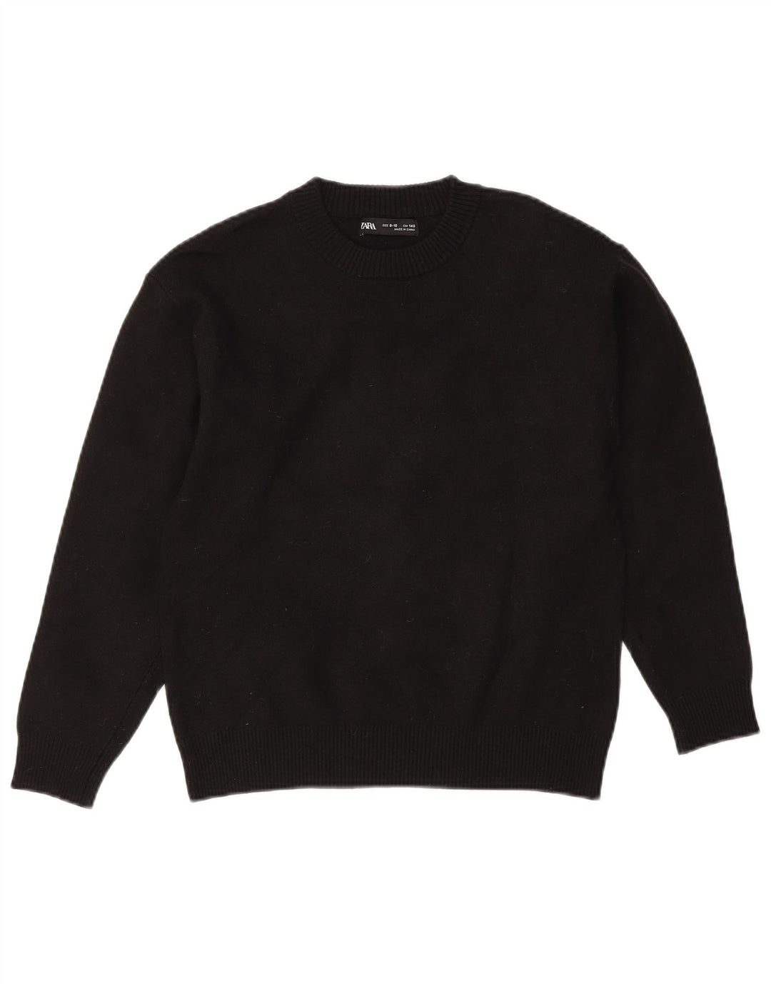 Zara Jungen-Pullover mit Rundhalsausschnitt, 9–10 Jahre, Schwarz