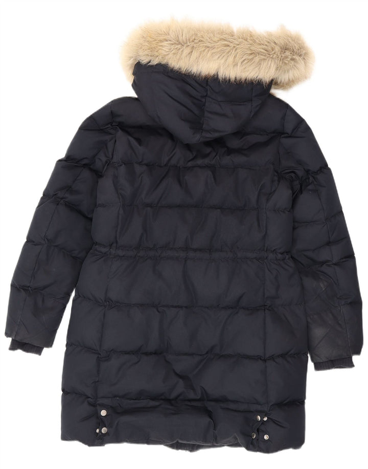 Tommy Hilfiger Wattierter Damenmantel mit Kapuze, UK 14, Mittelmarineblau, Polyester