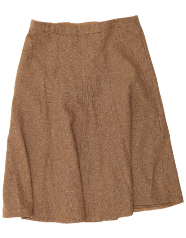 Marks & Spencer Damen A-Linienrock UK 14 Large W32 Beige Schurwolle