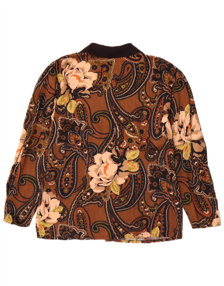 VINTAGE Damen Hemd UK 14 Mittelbraun Paisley