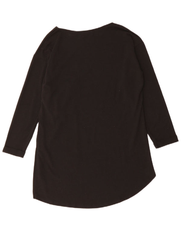 Zara Damen Top Langarm UK 14 Medium Schwarz