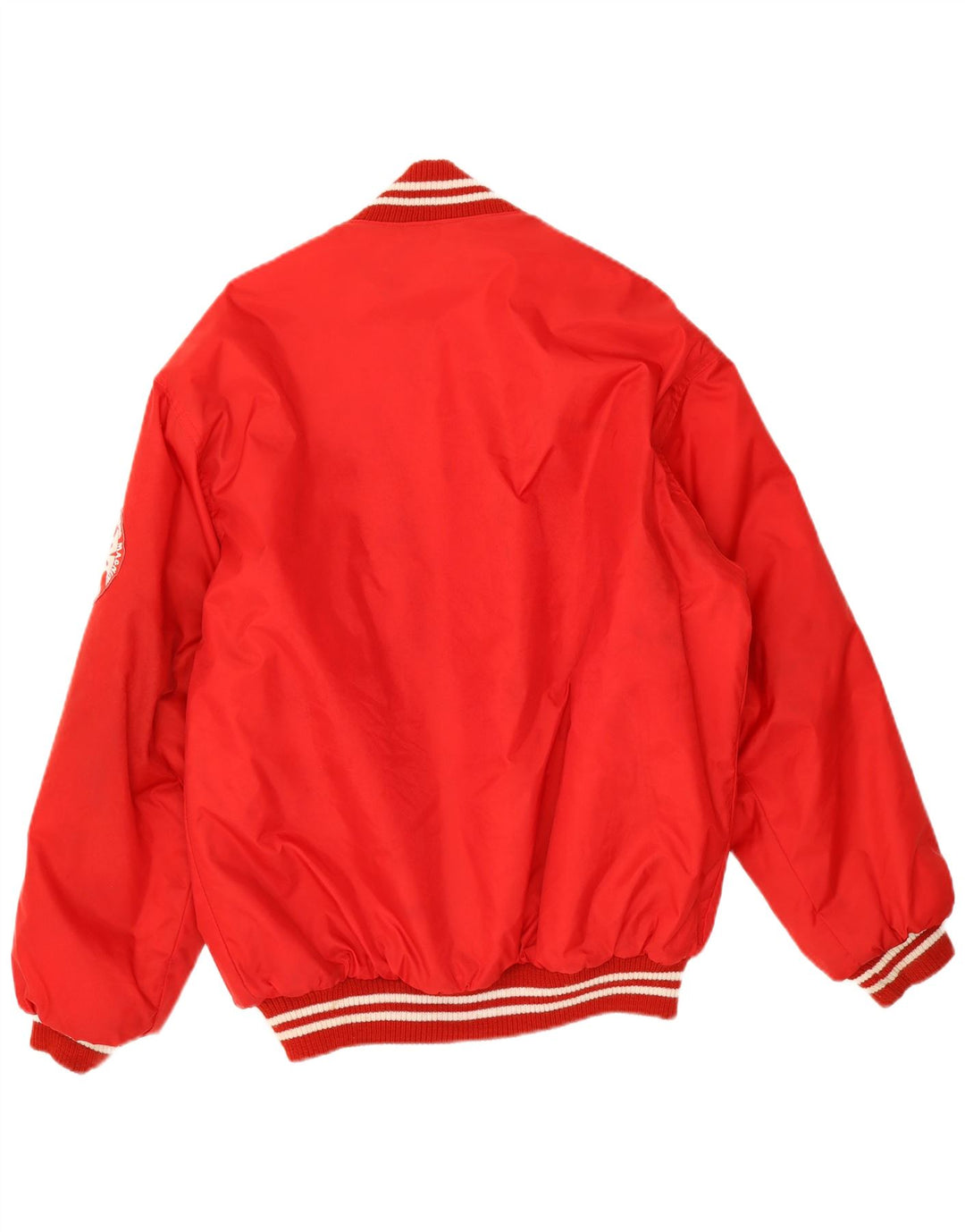 Vintage Herren Graphic Varsity Jacke UK 38 Mittelrotes Polyamid