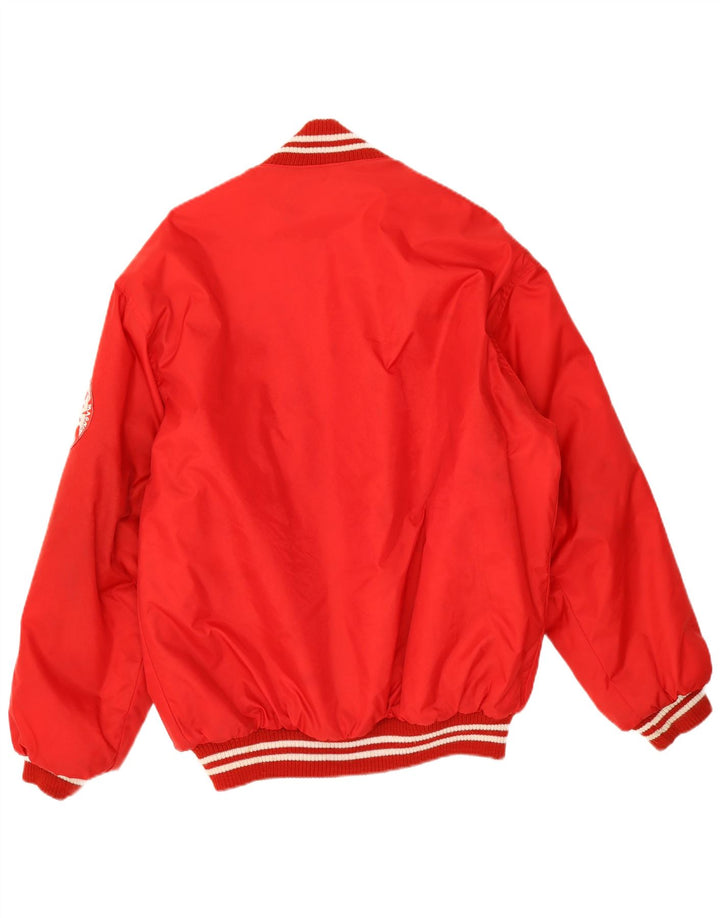 Vintage Herren Graphic Varsity Jacke UK 38 Mittelrotes Polyamid
